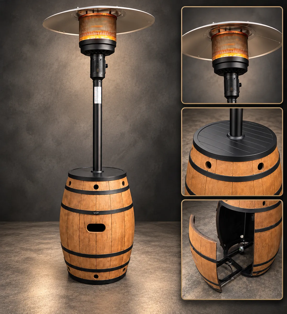 Tall Barrel-Style Propane Heater