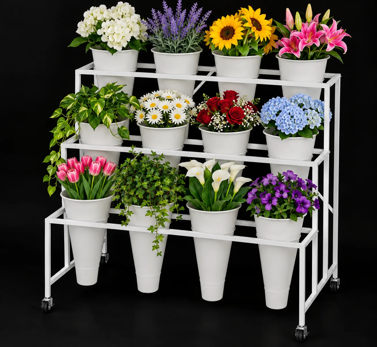 3-Tier Flower Bucket Display Stand