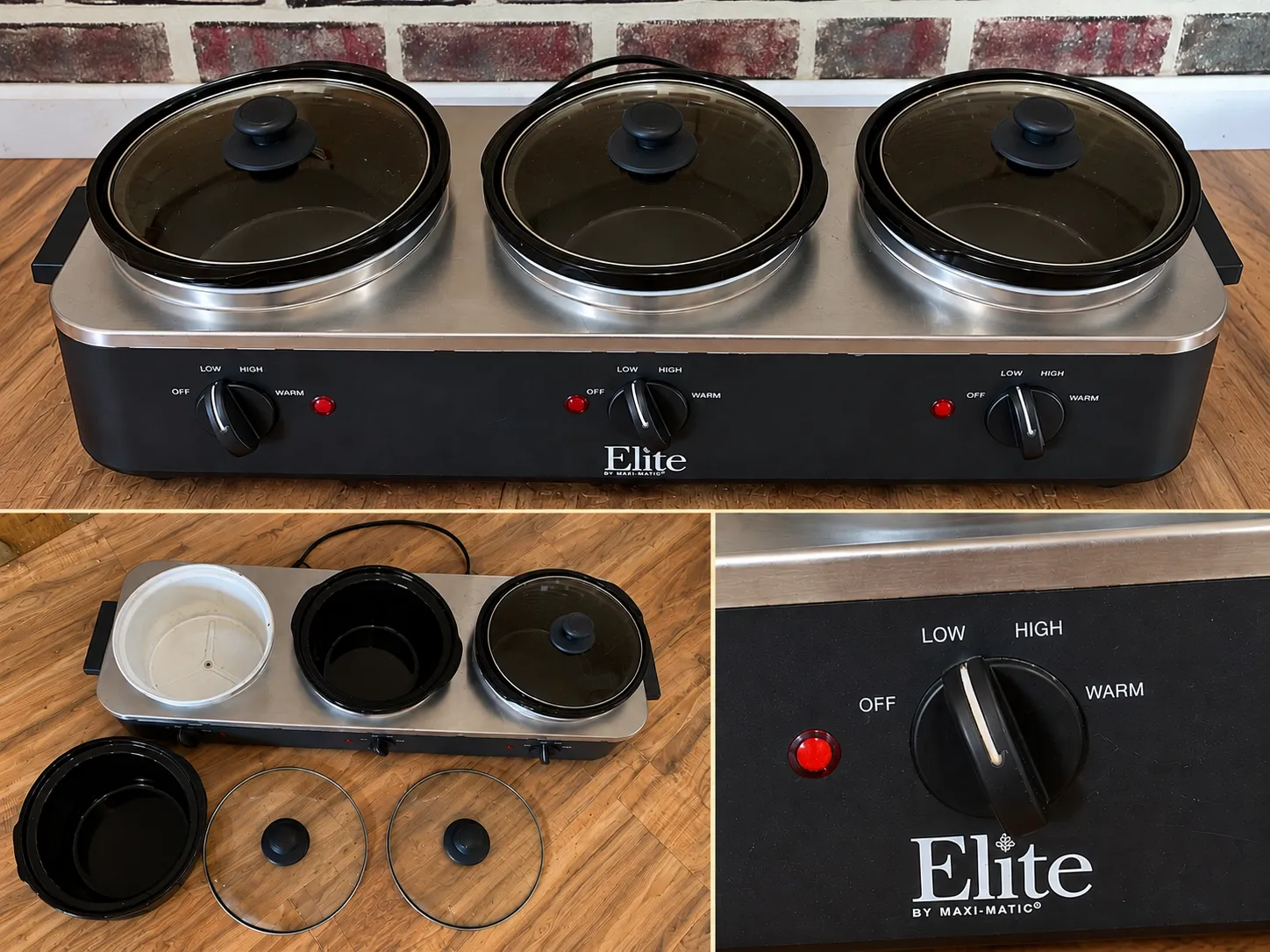Elite Platinum Triple Slow Cooker Buffet Server