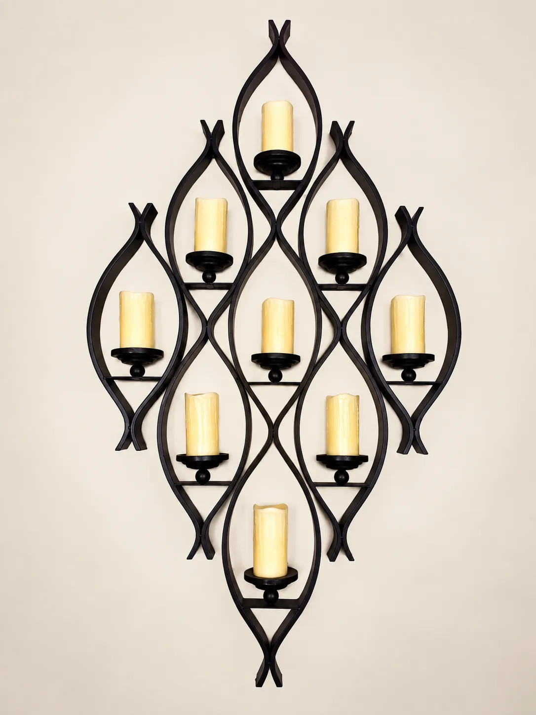 Large Wall Decor with Light-Up Electric Candles – 5.5 ft Tall