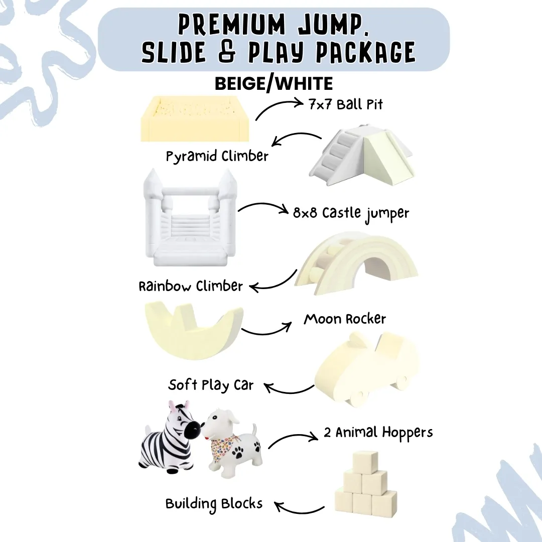 Premium Jump, Slide & Play Package - Beige/White