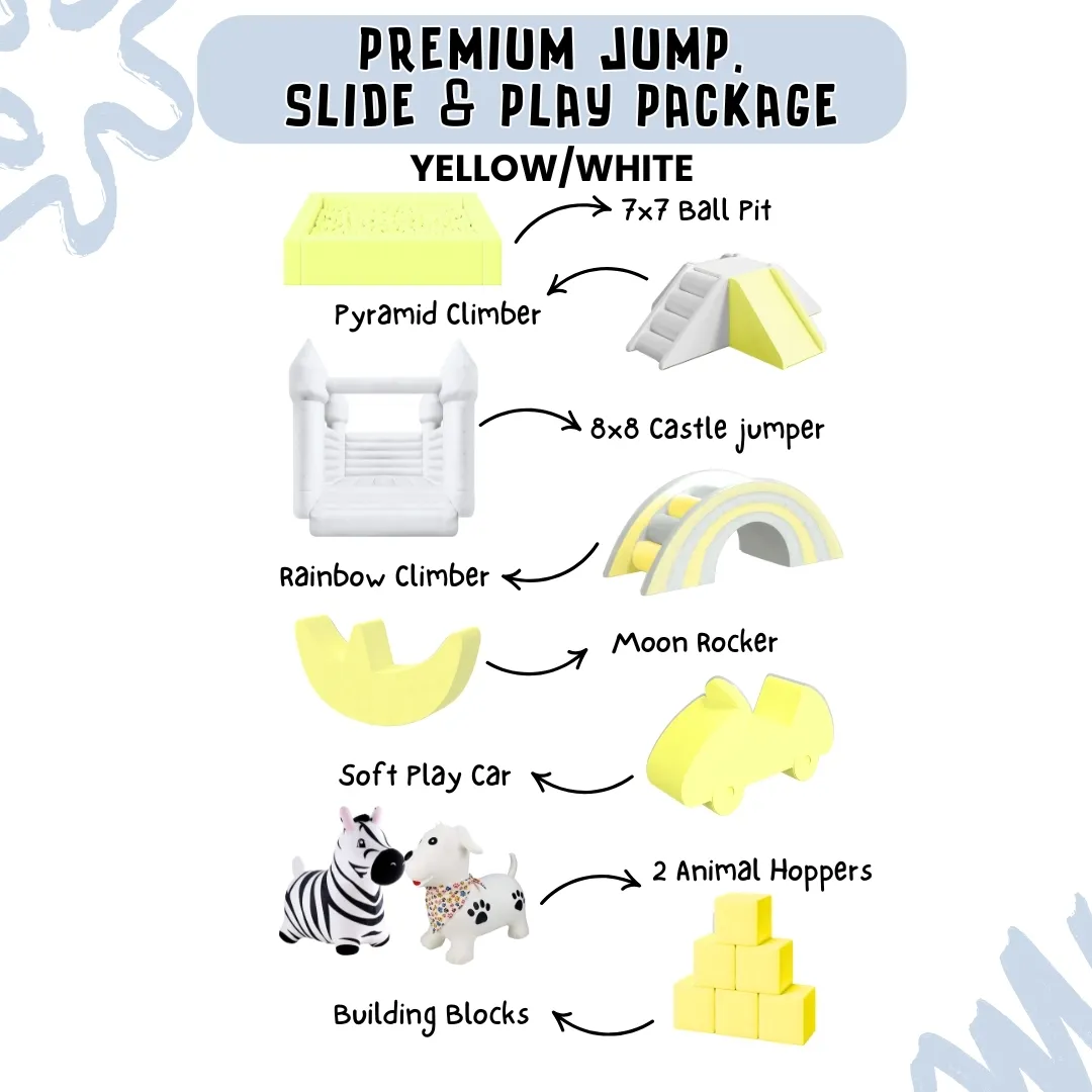Premium Jump, Slide & Play Package - Yellow/White