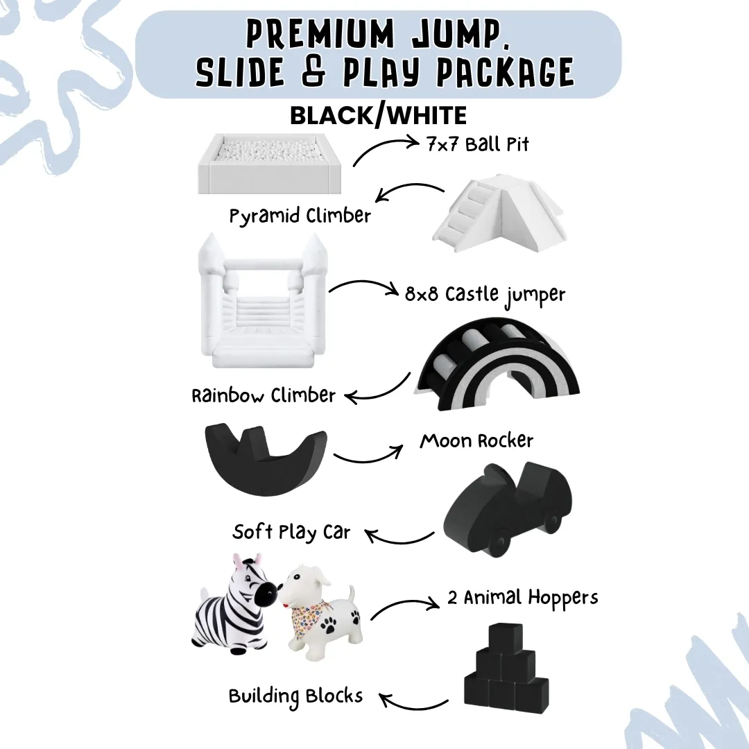 Premium Jump, Slide & Play Package - Black/White