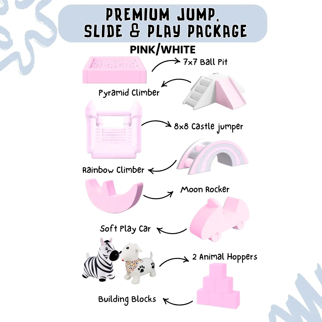 Premium Jump, Slide & Play Package - Pink/White