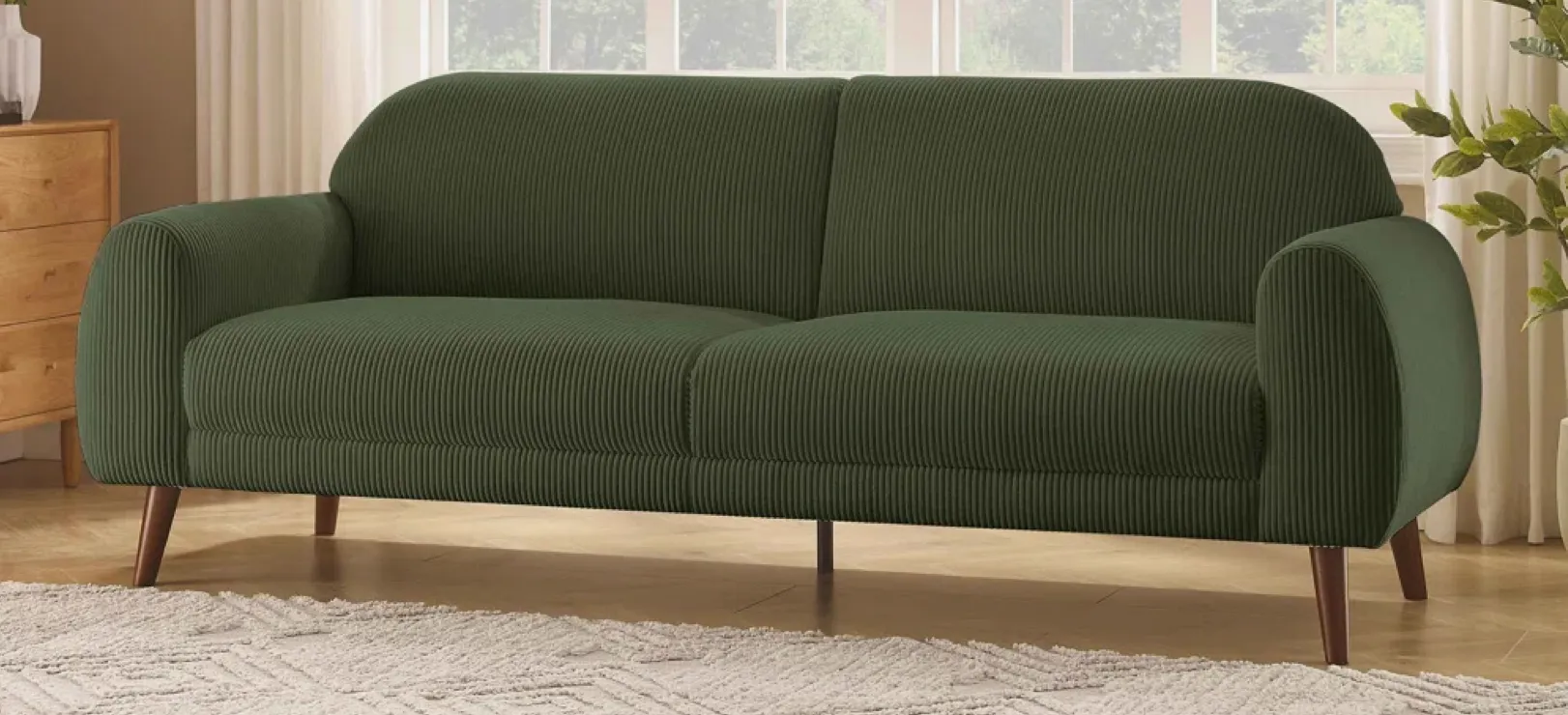 Olive Green Velvet Couch