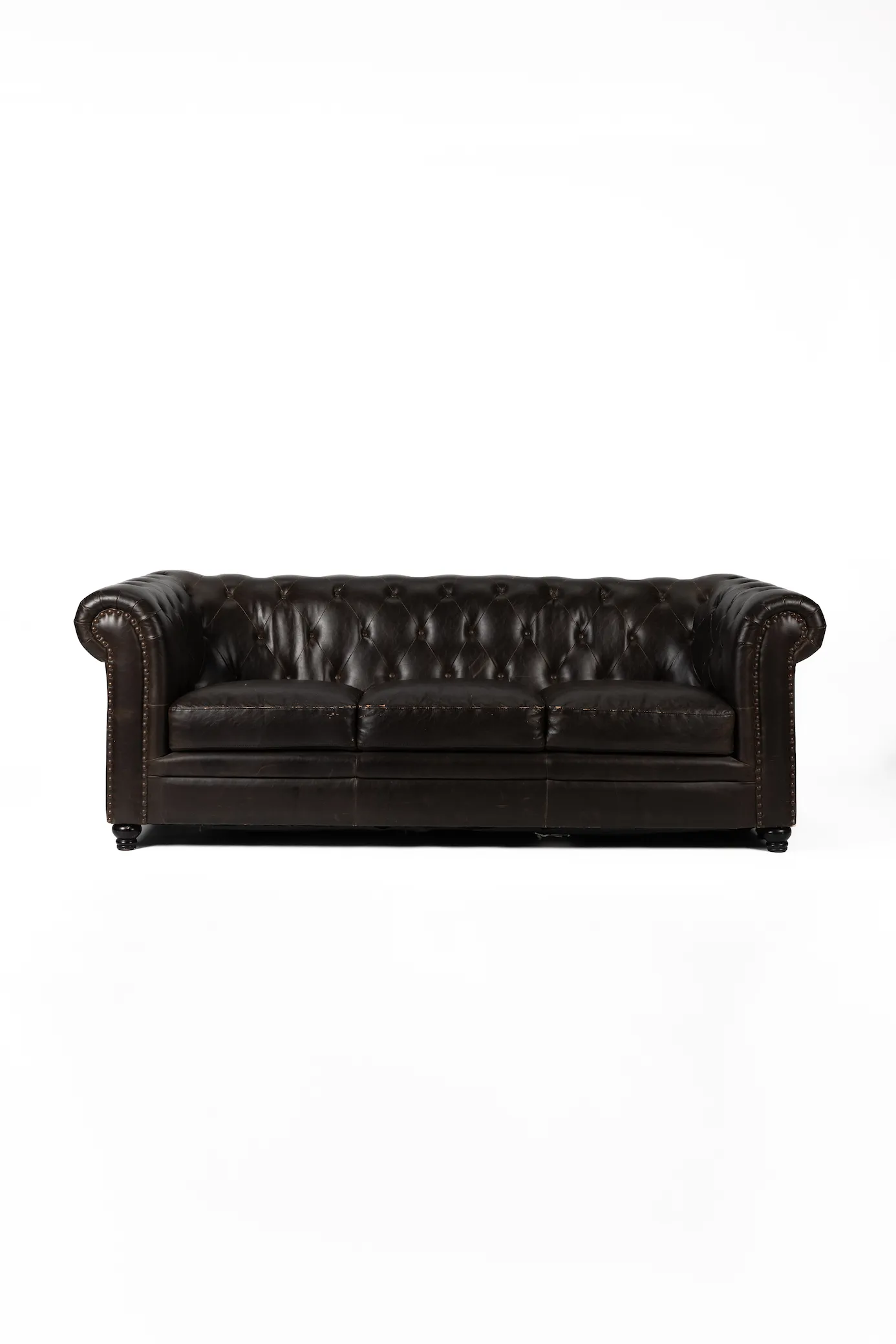 Large Brown Leather Couch 