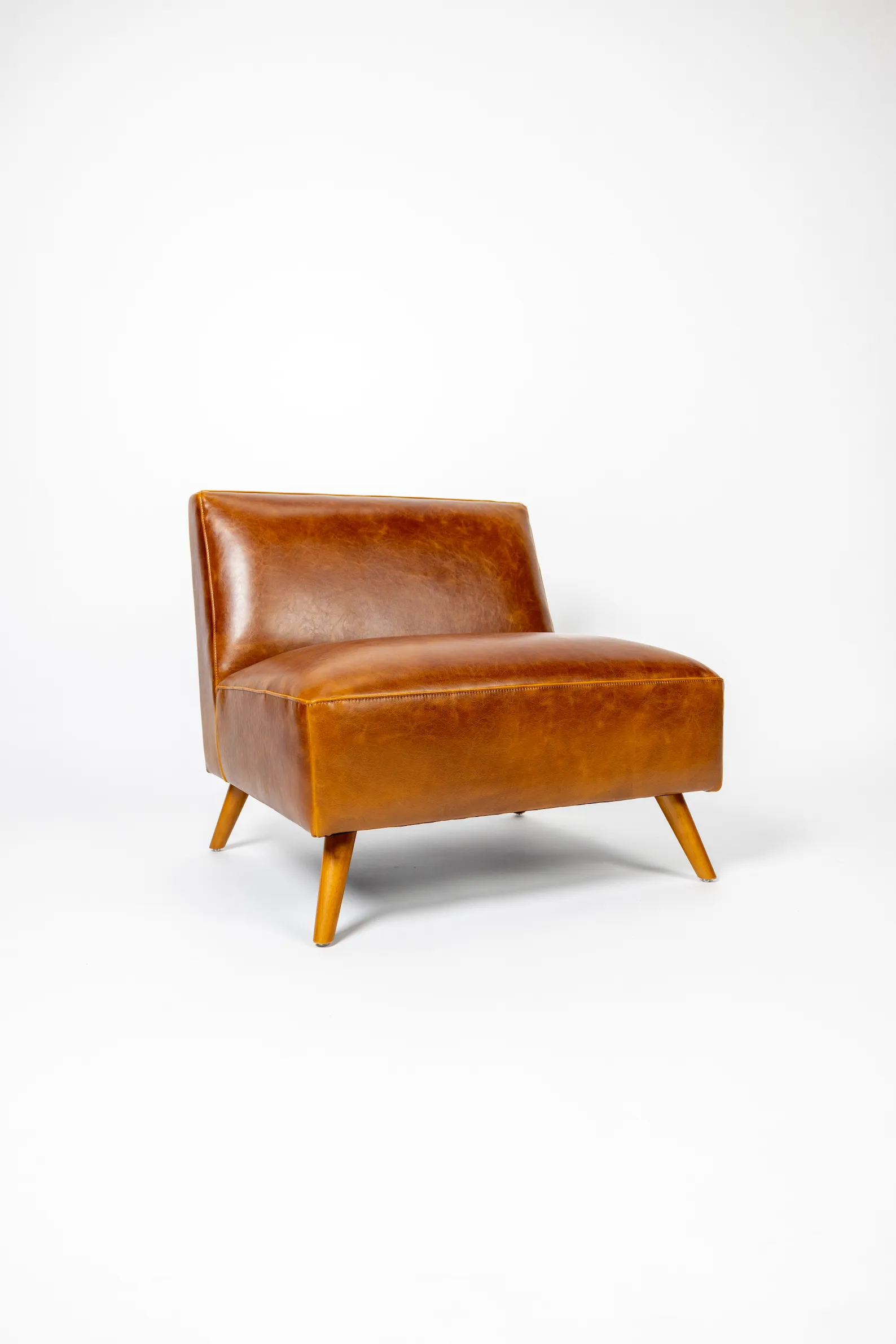 Brown Leather Low Chair