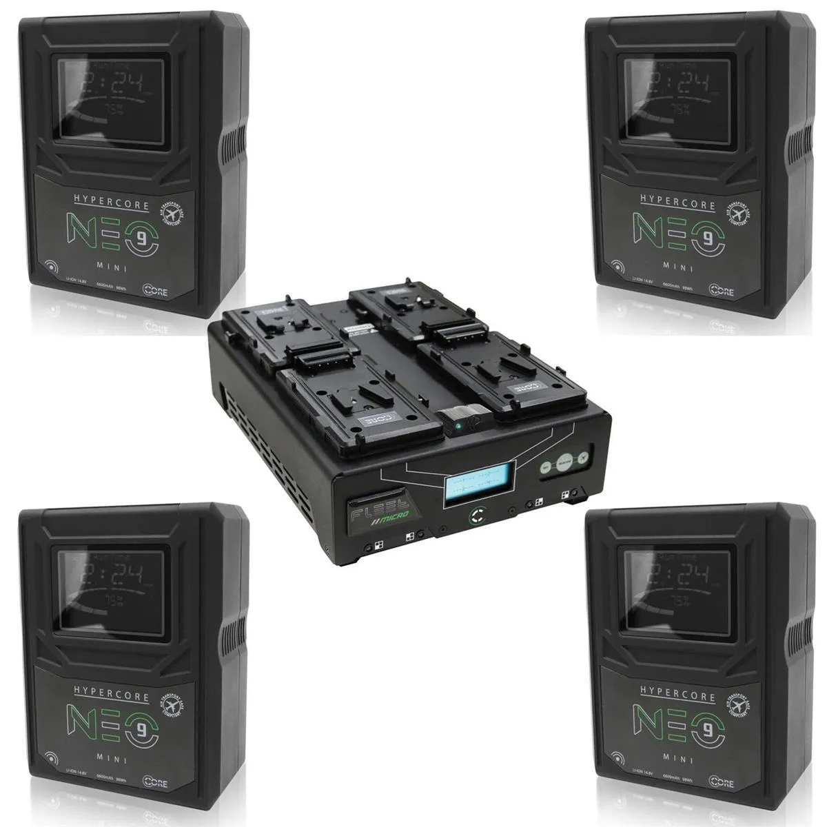 4 x 98Wh (V-Mount) - SWX Hypercore Neo 9 Battery Kit with Charger