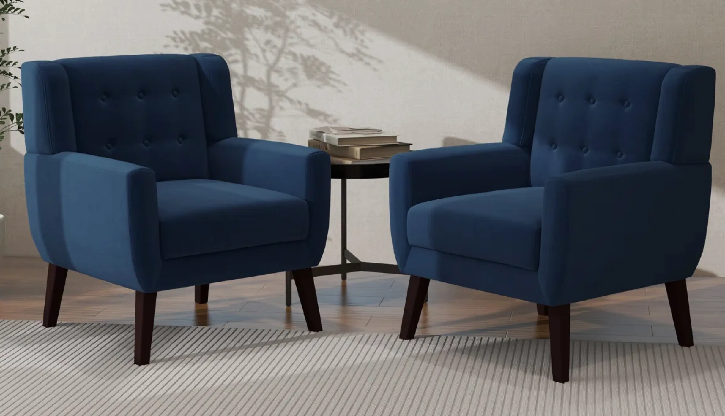 Blue Velvet Wide Back Armchair