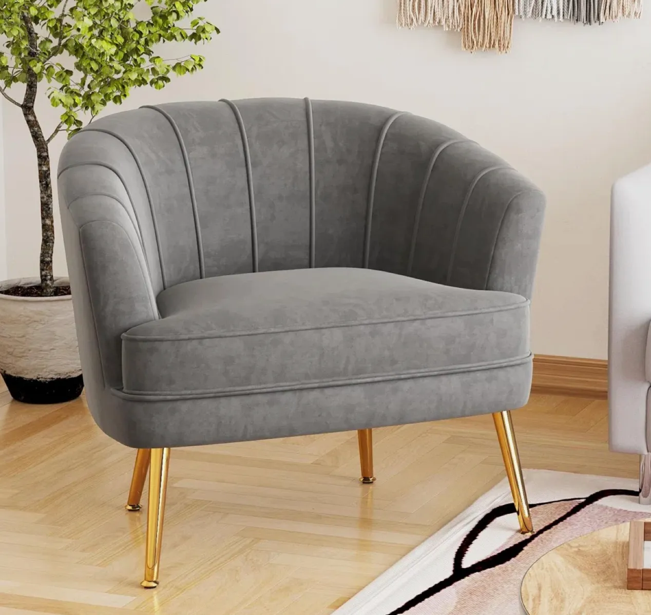 Gray Velvet Arm Chair