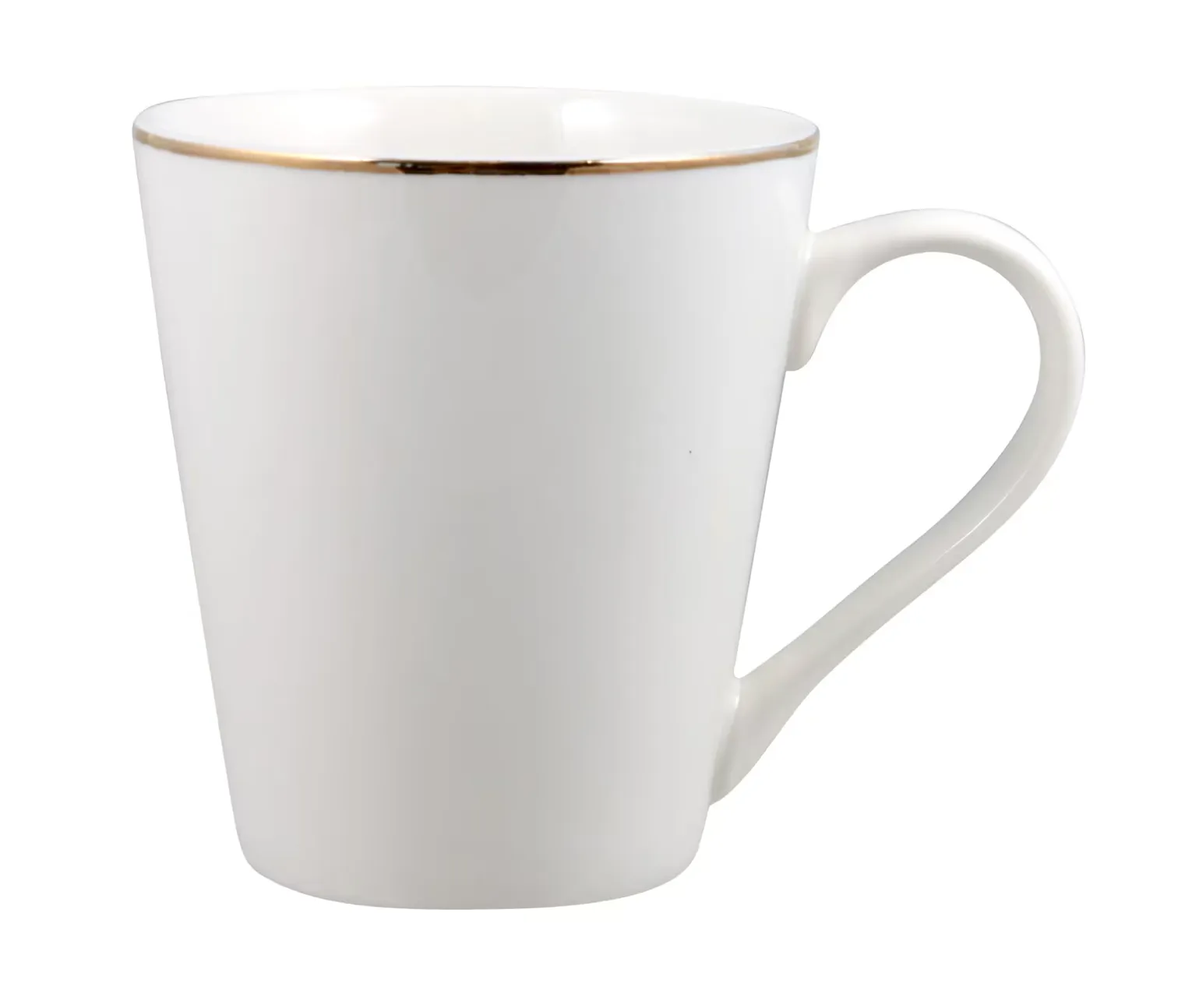 White Coffee Mug with Gold Rim