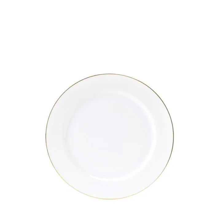 7.5" White Salad / Dessert Plate with Gold Rim