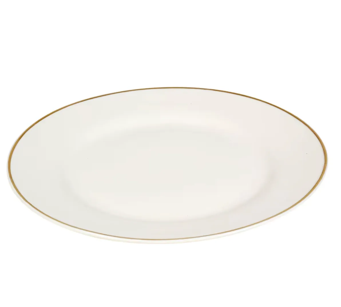 10.5" White Dinner Plate with Gold Rim