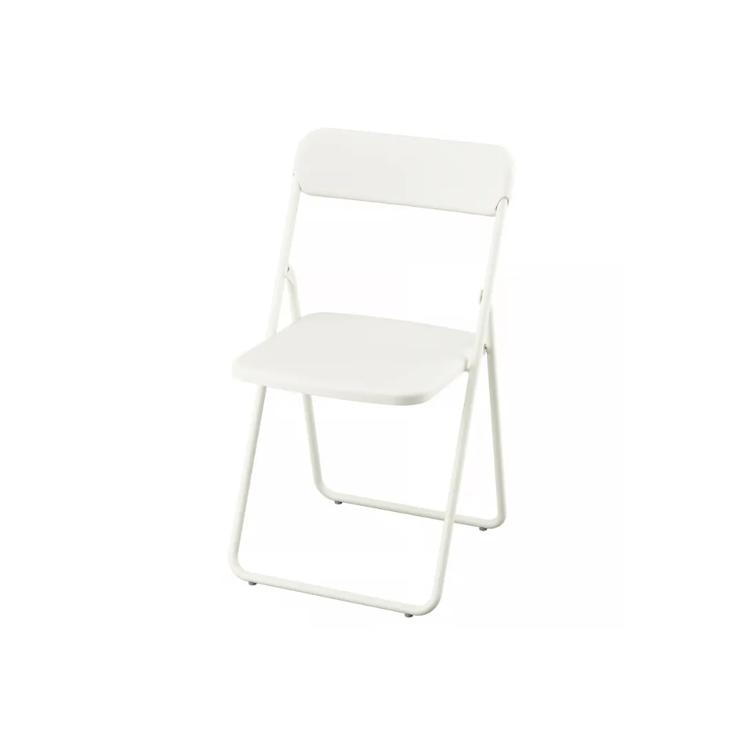 White Folding Chair with White Metal Frame