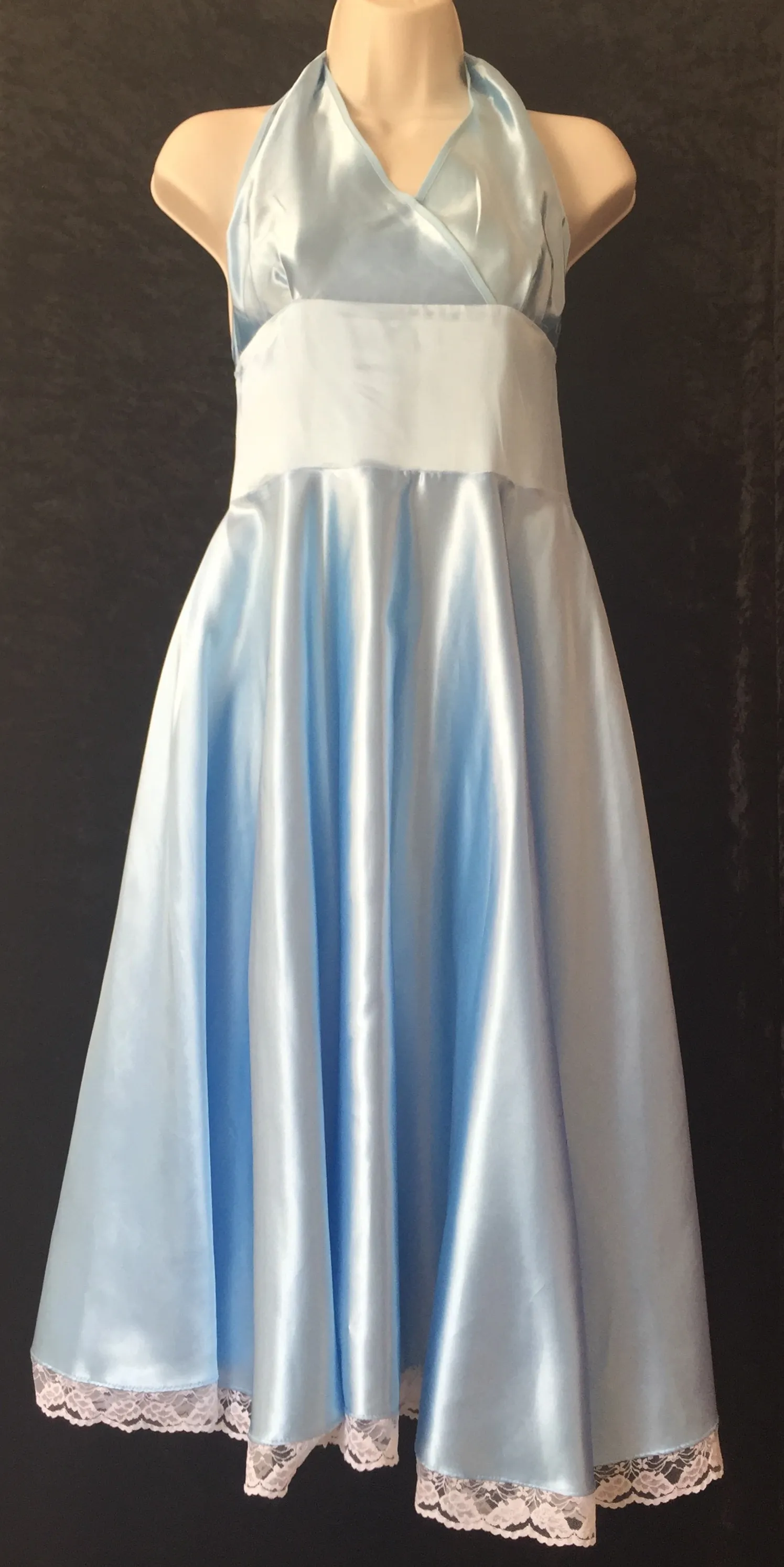 Blue Marilyn Monroe style halter neck dress