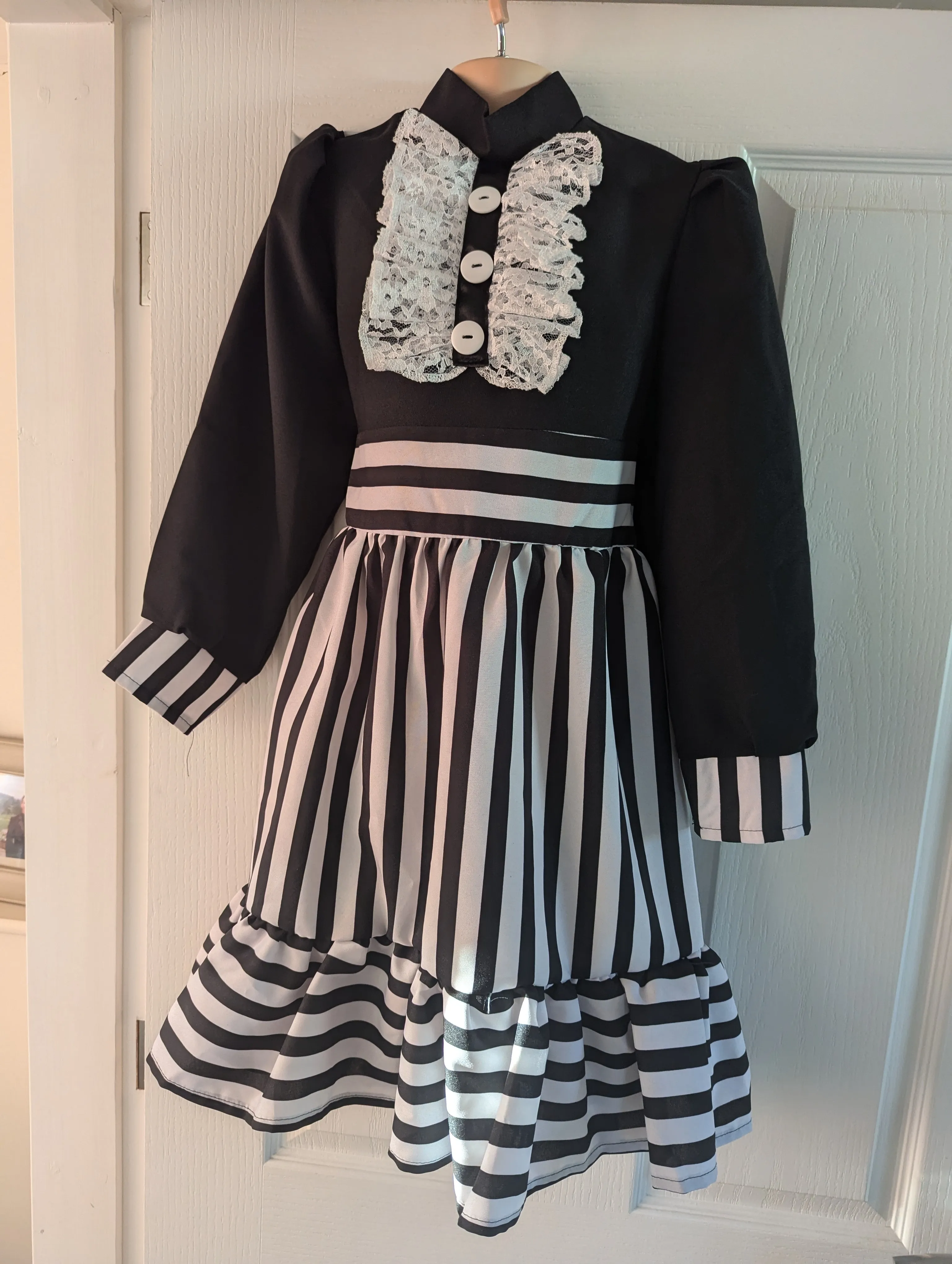 Victorian childs black and white dress