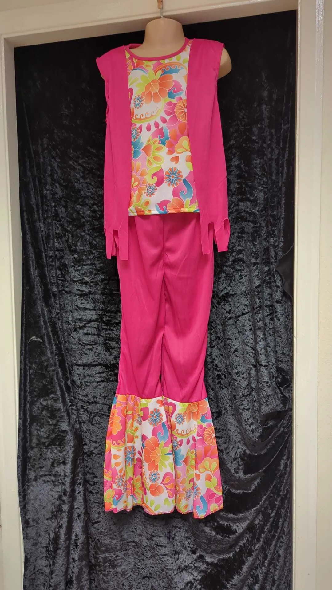 Multicoloured Top, Trousers & Pink Waistcoat - 60's style