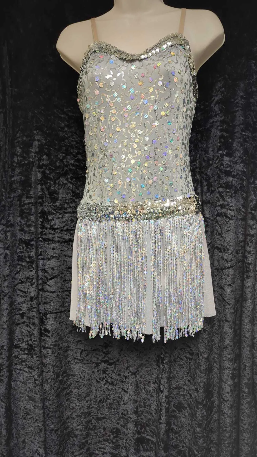 Silver leos with an attached sequin skirt