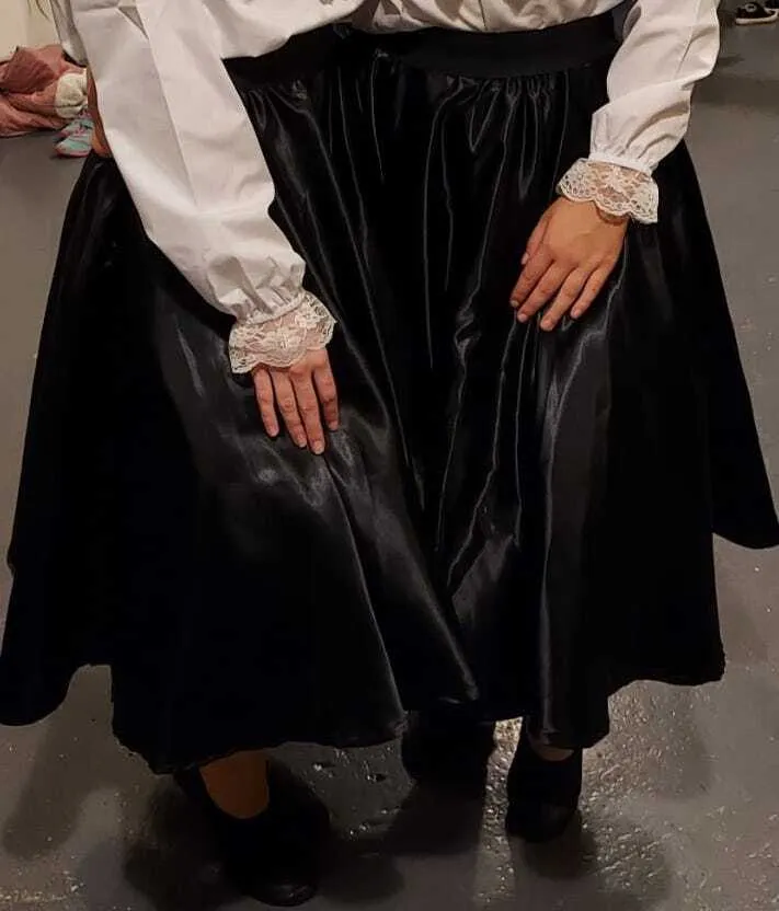 Black Circular Satin Skirt