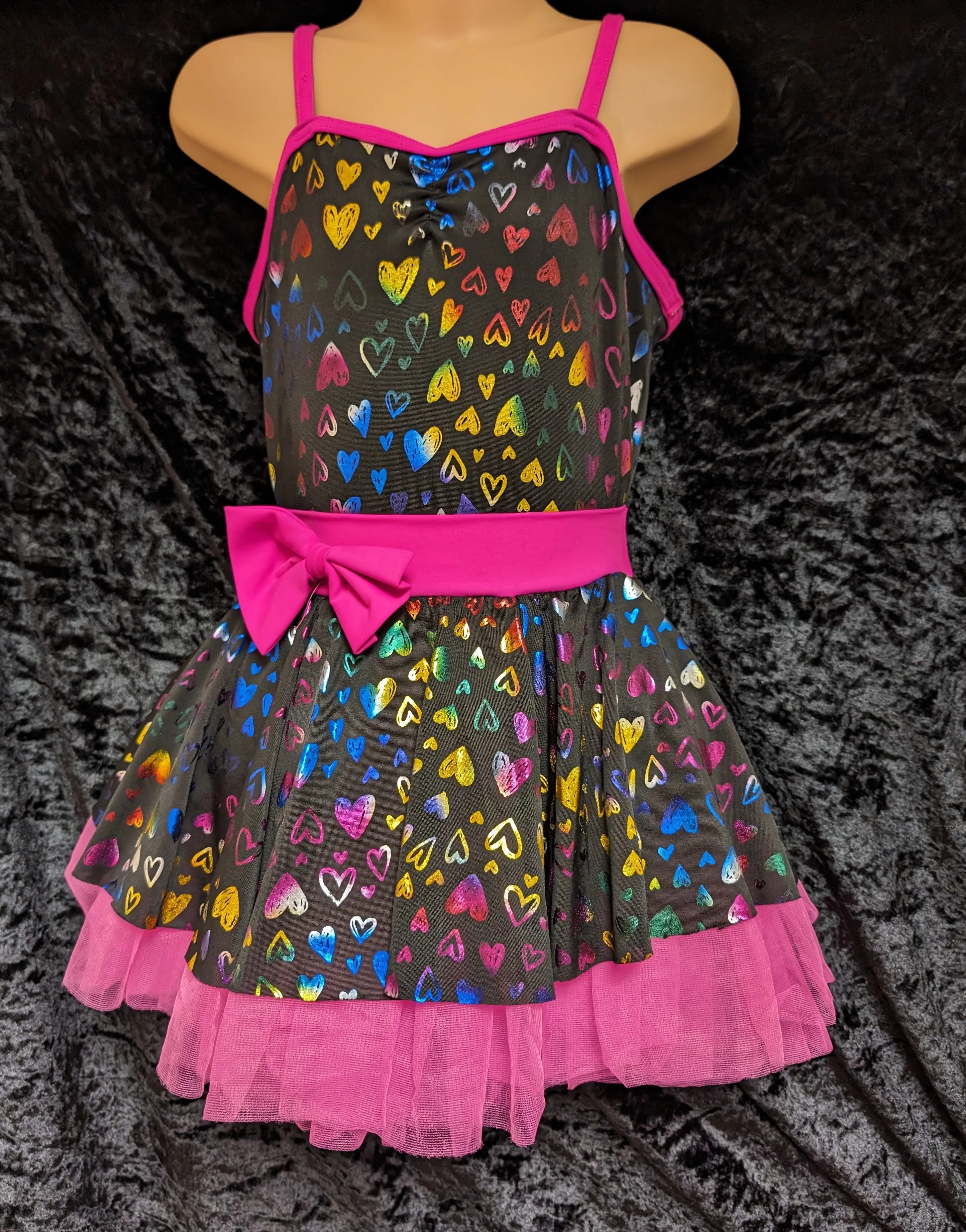 Black and pink love heart dress with net underskirt