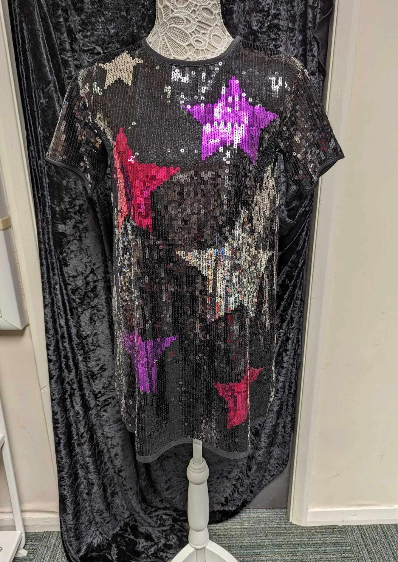 Black sequin dresses with sequin stars