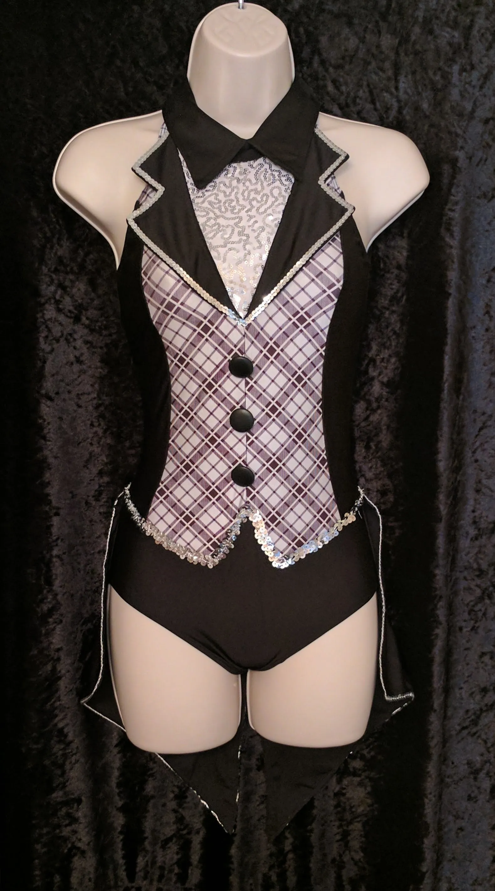 Black and silver tailcoat style leotards