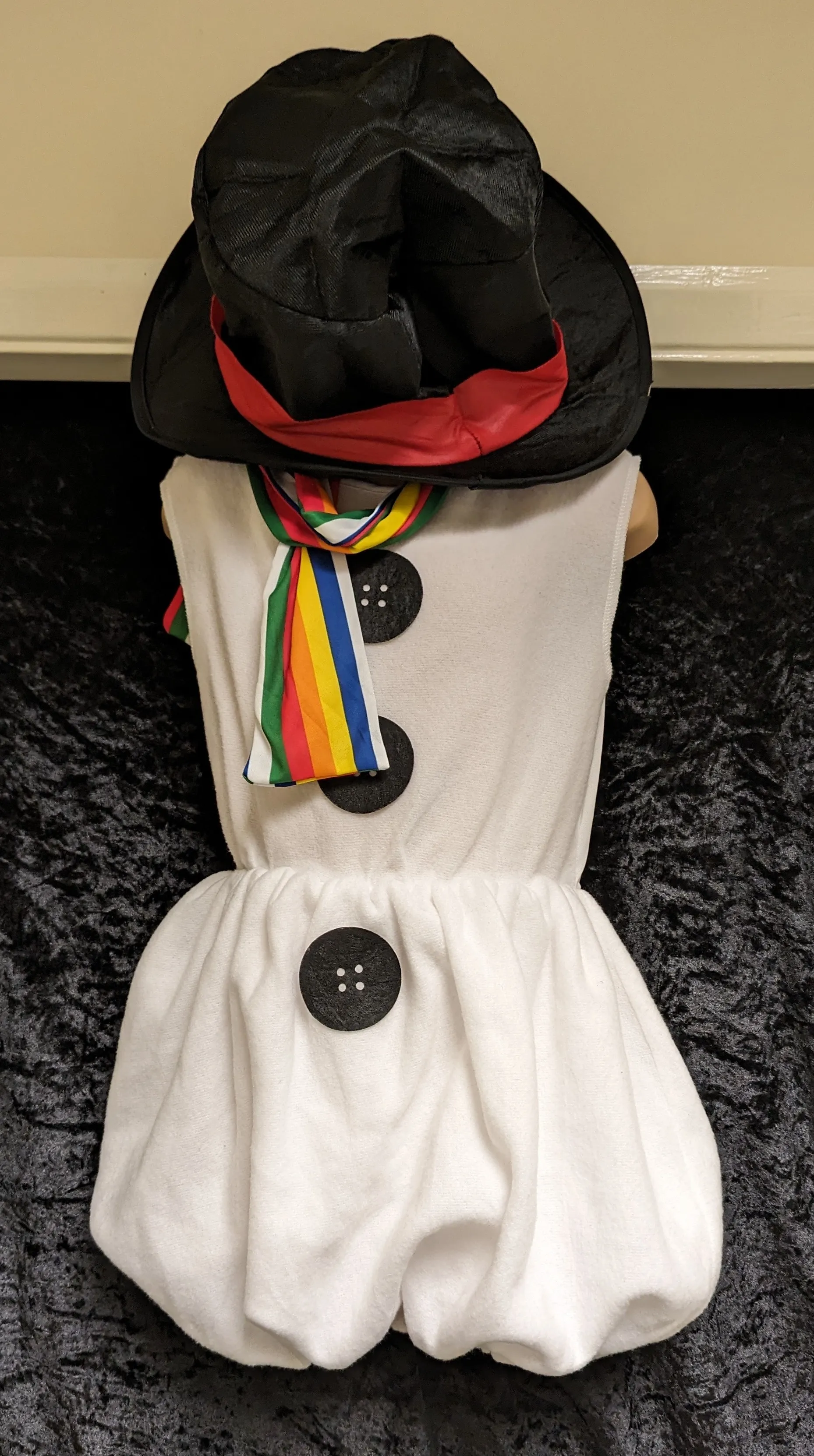 Snowman with scarf and black hat 