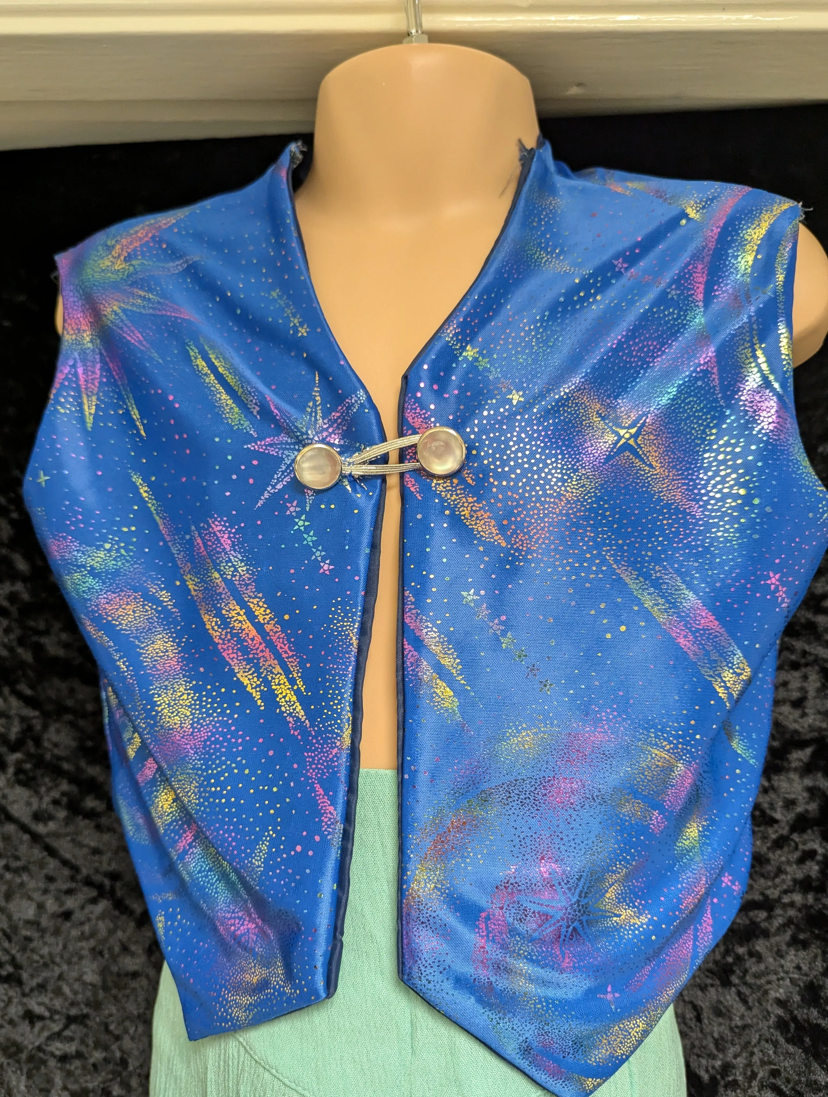 Blue multi coloured waistcoat