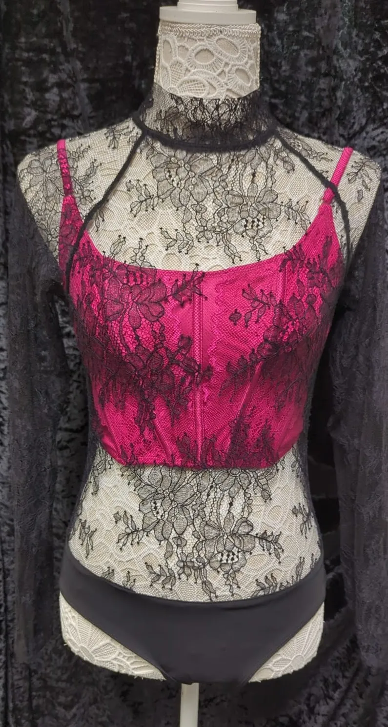 Dark pink corset style top