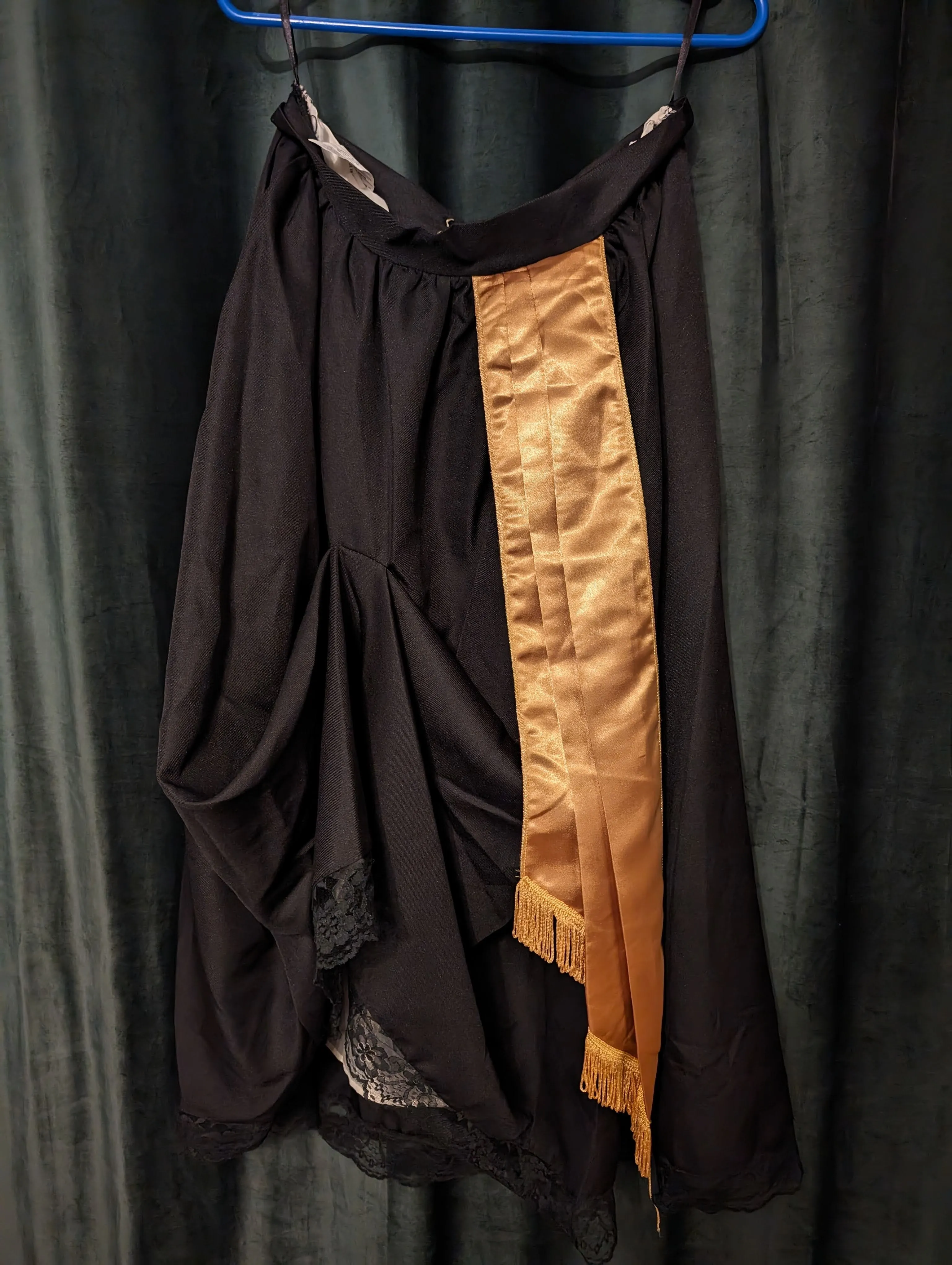 Black gypsy style skirt with gold band and lace back