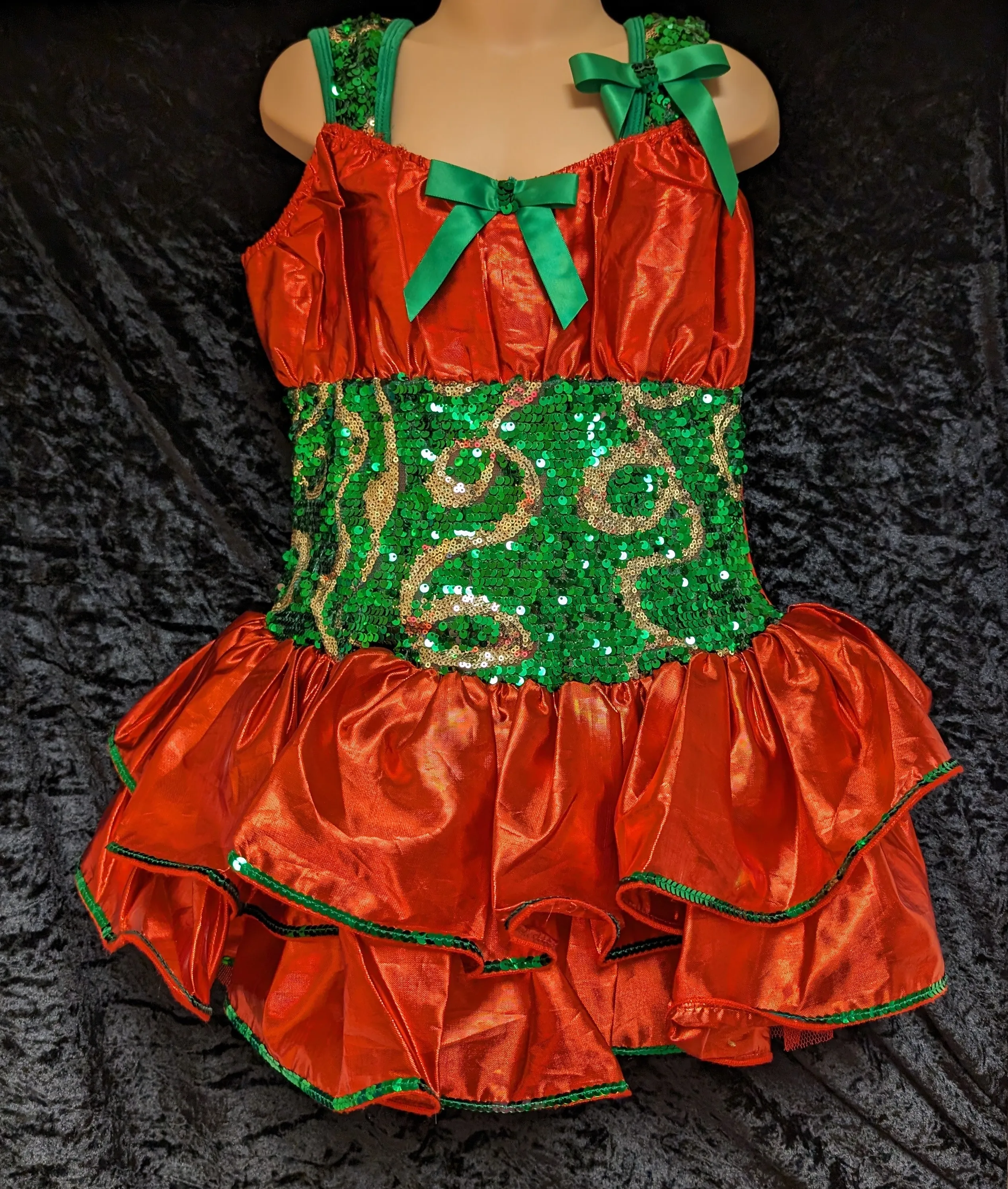 Red and green tutu style dress
