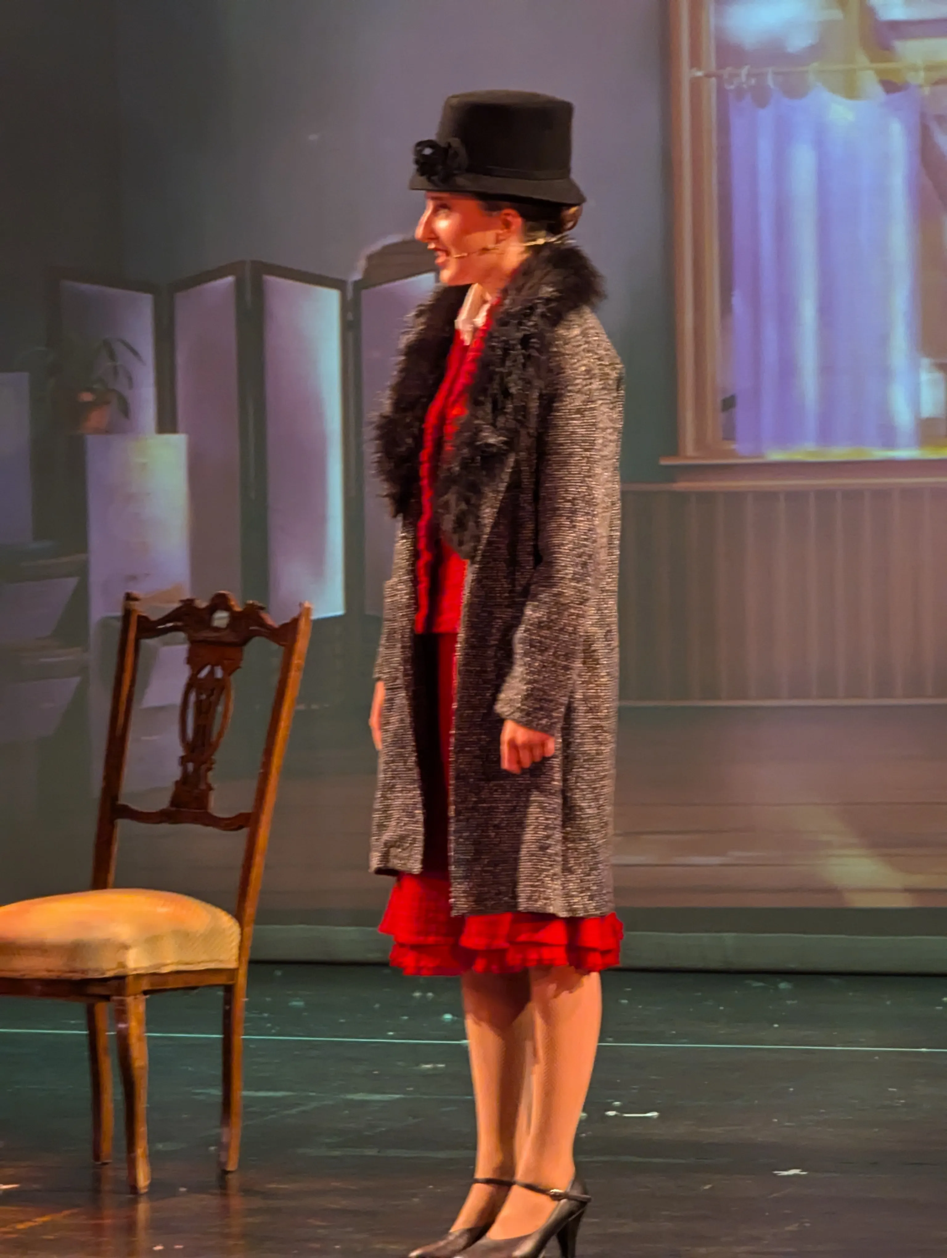 Annie - Grace costume, red suit, blouse, coat and hat