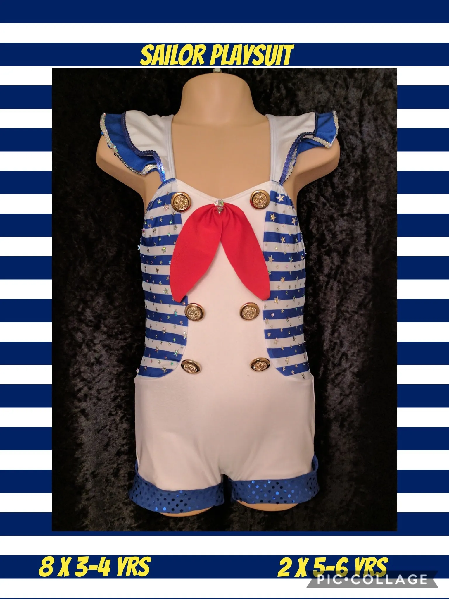 Sailer playsuit blue and white