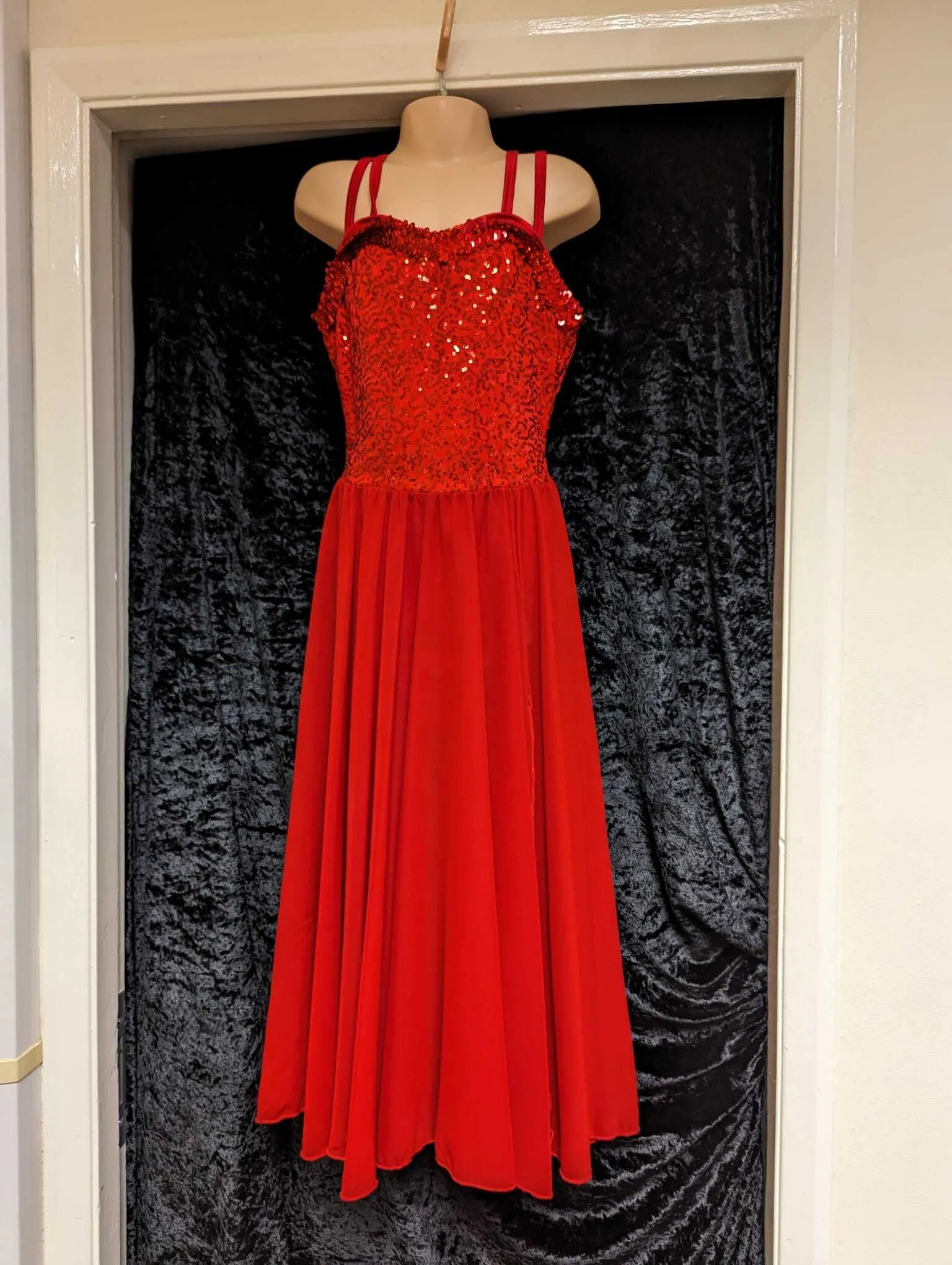 Red lyrical dress with red sequin top