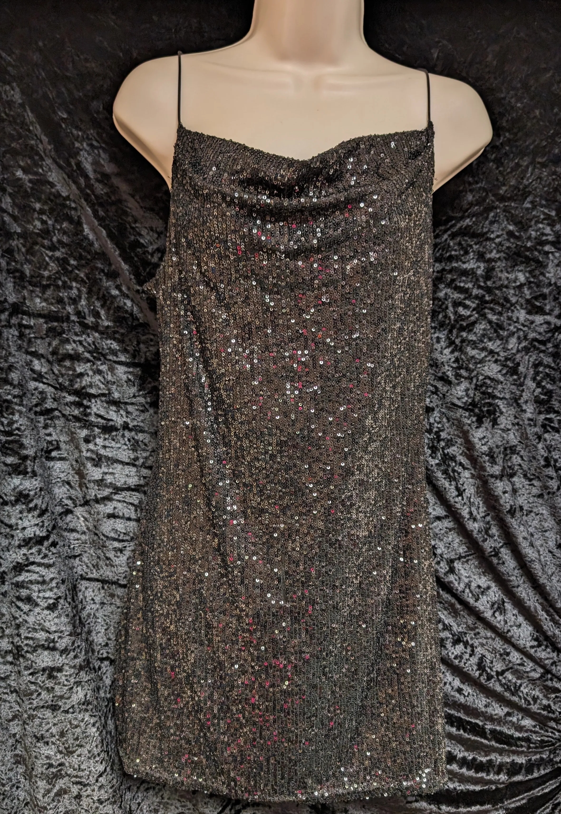 Black sparkle dress with shoe string straps