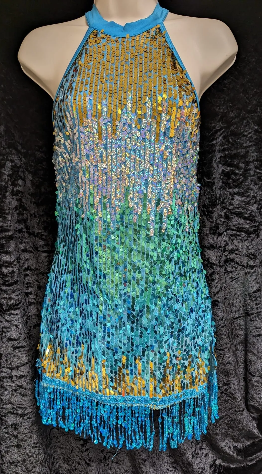 Blue ombre sequin dress