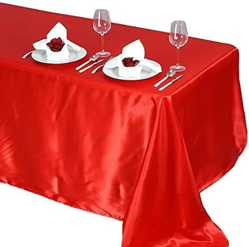 Red Satin Rectangle 90x132 inch Tablecloth