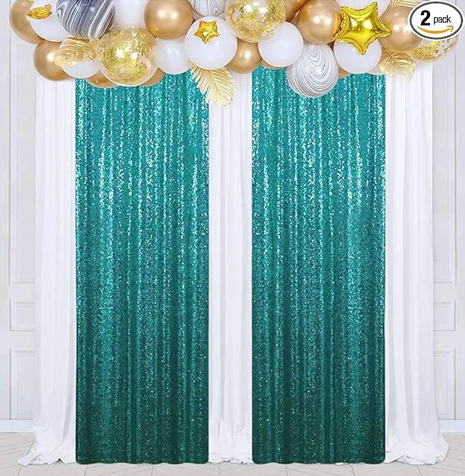 Teal Sequin Curtains