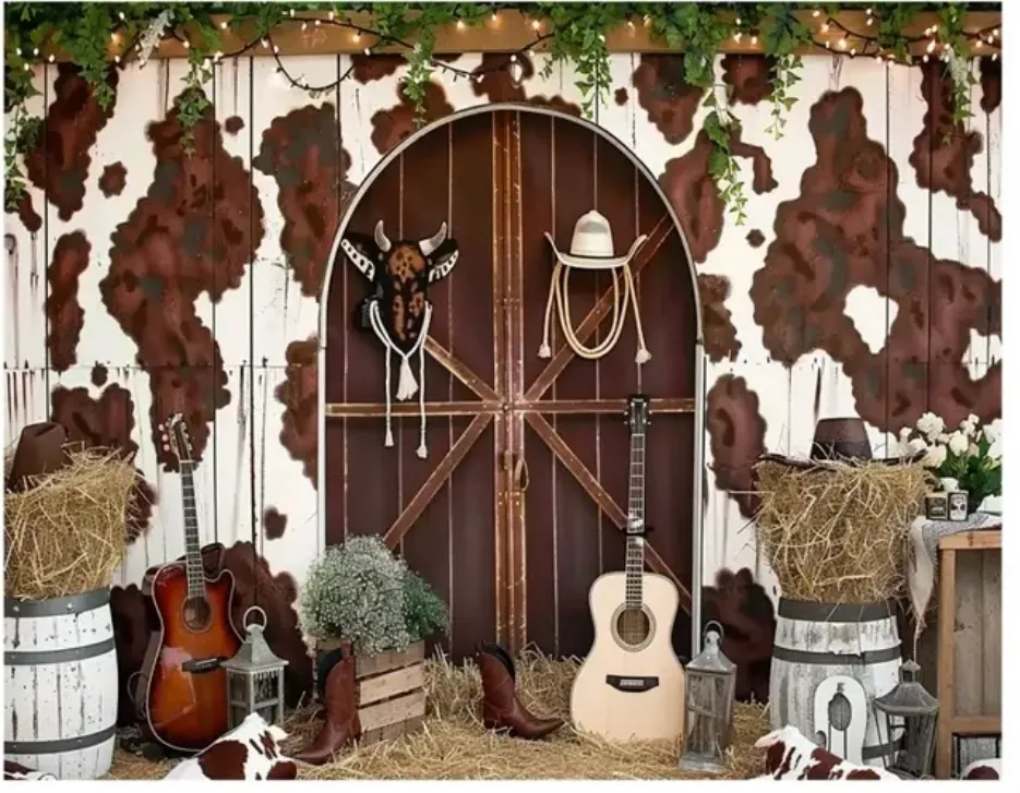 Rustic Cow Print Barn Backdrop
