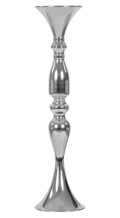Silver Metal Trumpet Vase Stand 20"H