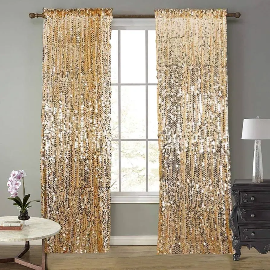 Gold sequin curtains