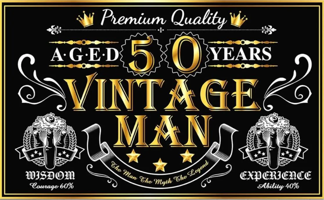 Aged 50 Years Vintage Man Backdrop