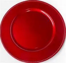 Red Beaded Rim Charger Plate