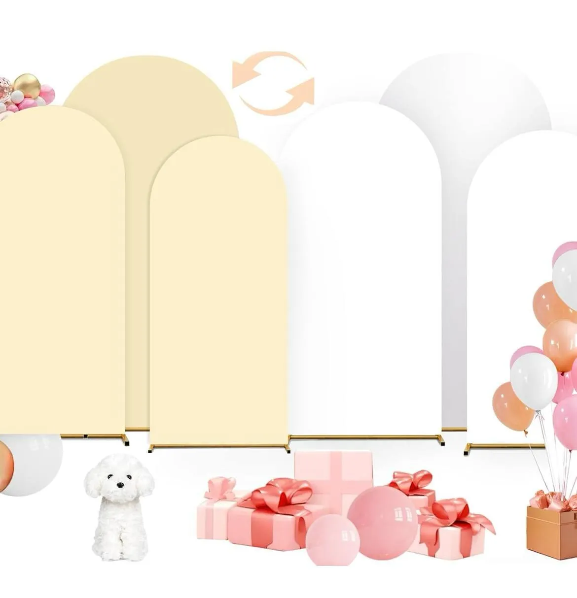 Beige and White Reversible Arch Backdrop Stand Cover