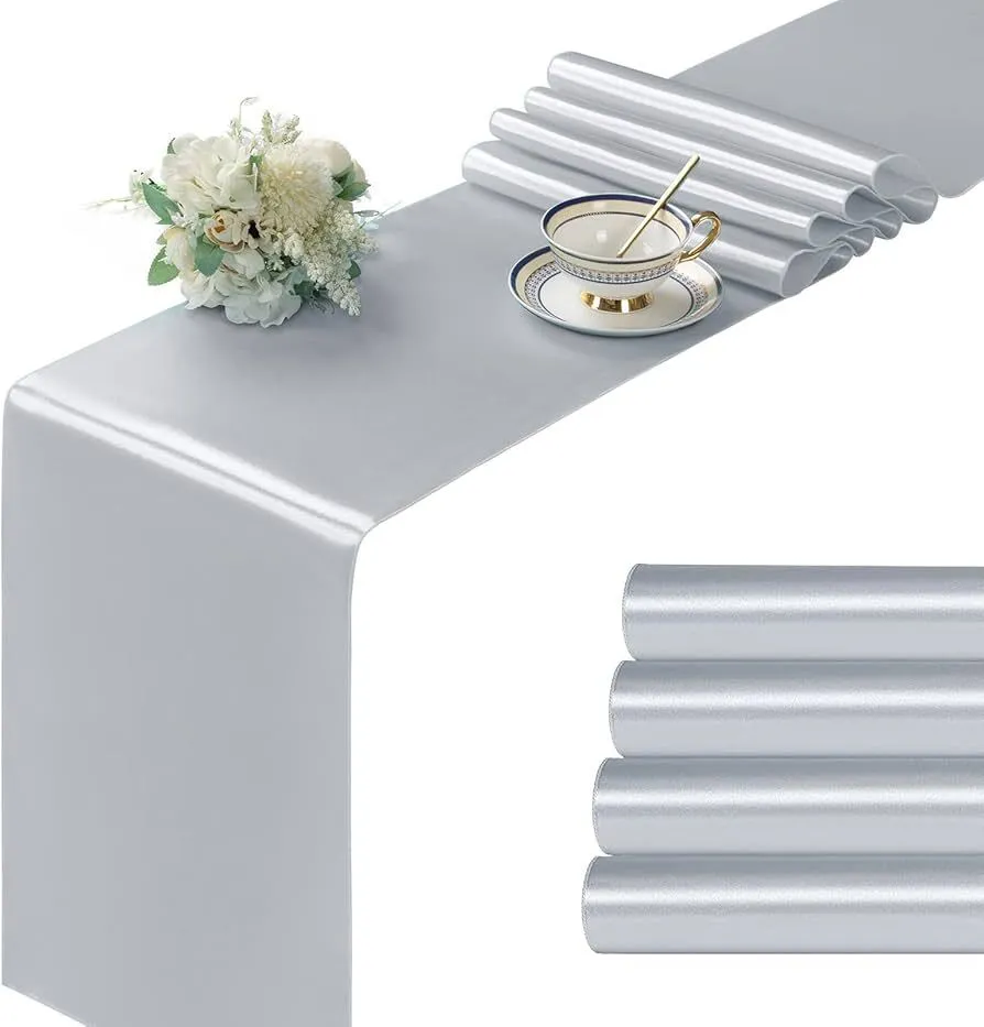 Silver Satin Table Runner 12 x 108 Inch