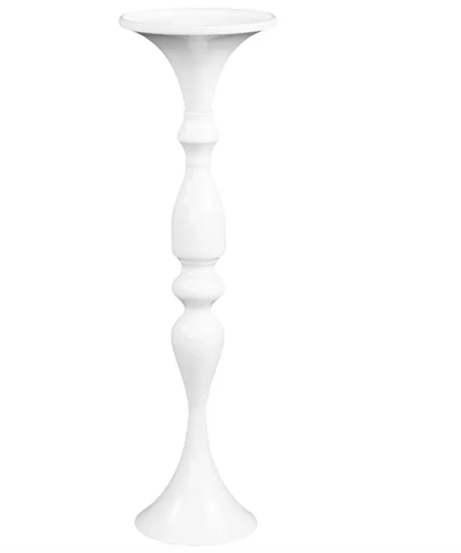 White Metal Trumpet Vase Stand 20"H