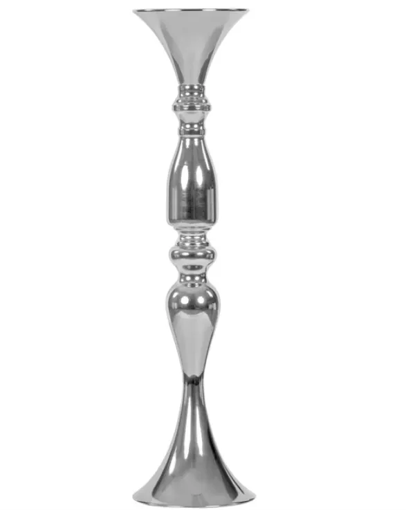 Silver Metal Trumpet Vase Stand 20"H