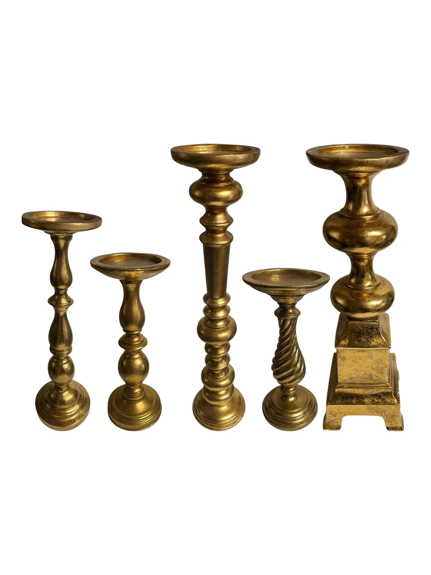5 Piece Gold Candle Holder Set