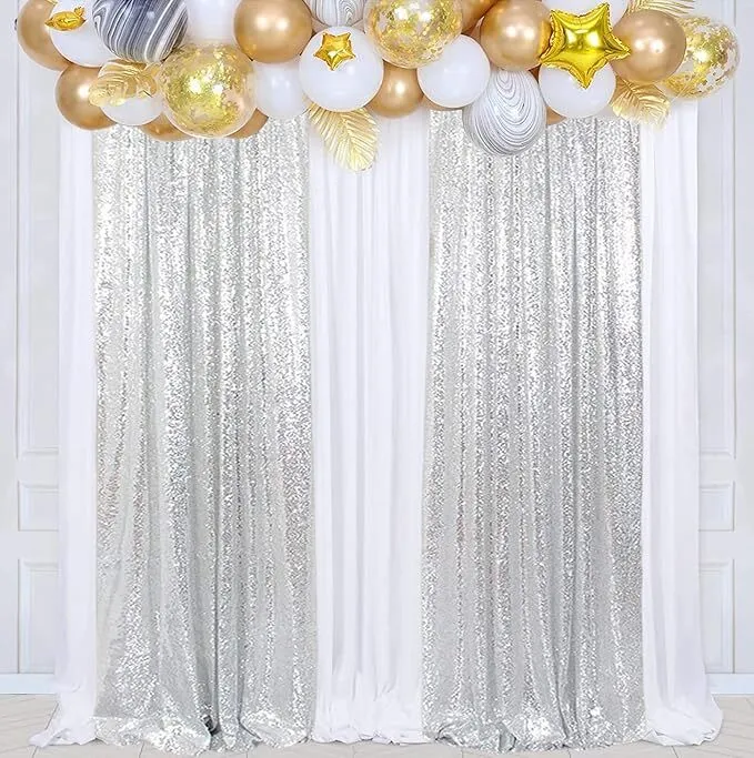 Silver sequin curtains