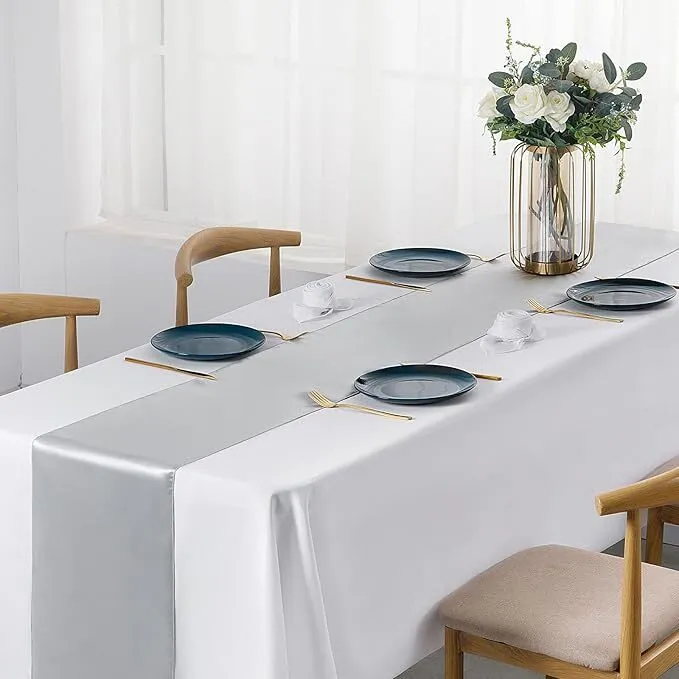 Silver Satin Table Runner 12 x 108 Inch,
